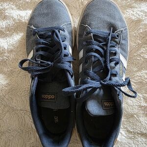 Adidas Navy Canvas Sneakers with White Stripes